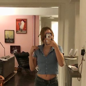 BLUE BRANDY MELVILLE COLLARD TOP